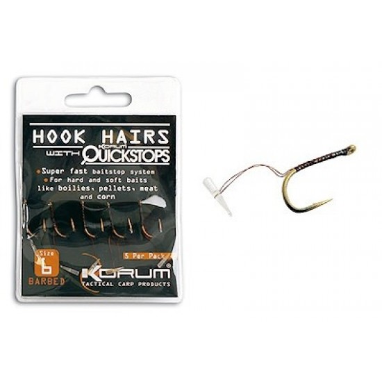 Carlige legate Korum Hook Hairs With Quick Stops Nr. 12