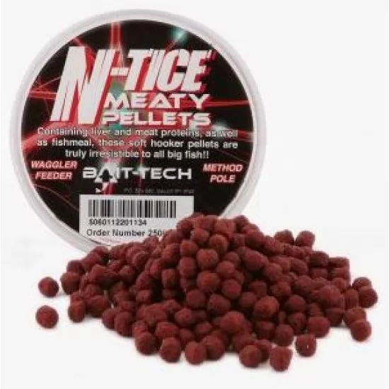 Bait-Tech N-tice Meaty Hooker Pellets 125ml Bait-Tech N-tice Meaty Hooker Pellets 125ml