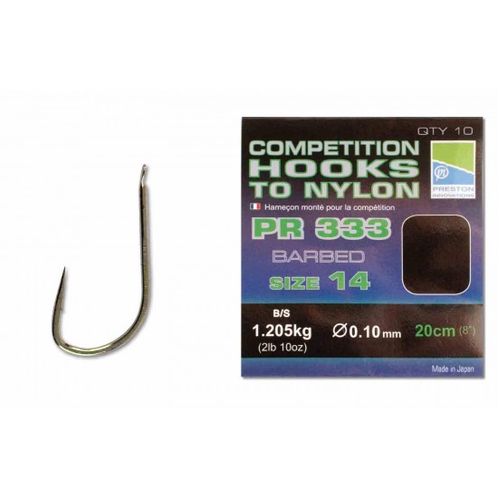 Carlige Legate Preston PRC 333 Hooks To Nylon nr.14