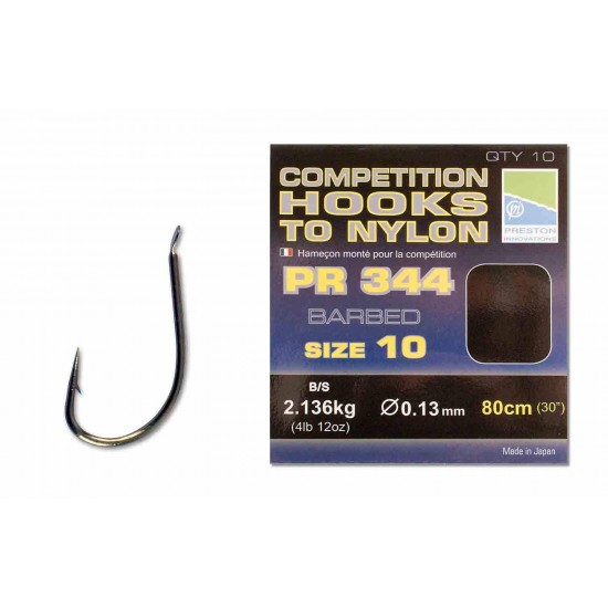 Carlige Legate Preston PRC 344 Hooks To Nylon nr.12