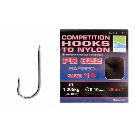 Carlige Legate Preston PRC 355 Hooks To Nylon nr.12