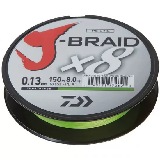 Daiwa J-Braid Fir textil 8Braid Chartreuse 0.22mm / 150m Daiwa J-Braid Fir textil 8Braid Chartreuse 0.22mm / 150m