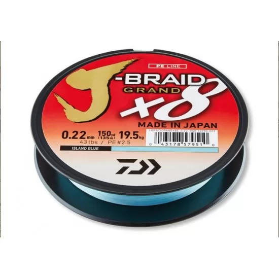 Fir Textil Daiwa - J-Braid Grand x8 Albastru 0.10mm 135m Fir Textil Daiwa - J-Braid Grand x8 Albastru 0.10mm 135m