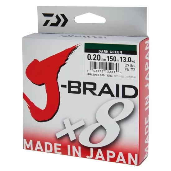 Fir Textil Daiwa - J-Braid x8 Dark Green 0.10mm 150m Fir Textil Daiwa - J-Braid x8 Dark Green 0.10mm 150m