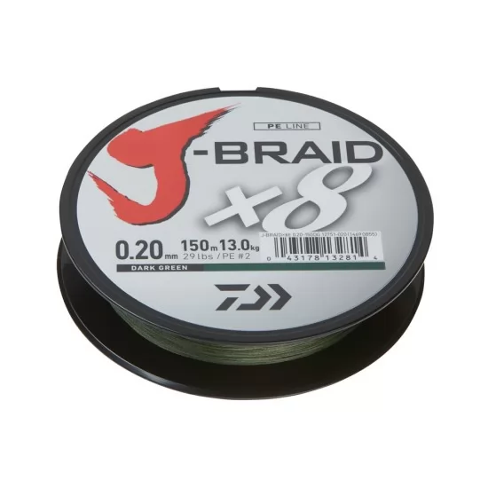 Fir Textil Daiwa - J-Braid x8 Dark Green 0.13mm 150m Fir Textil Daiwa - J-Braid x8 Dark Green 0.13mm 150m