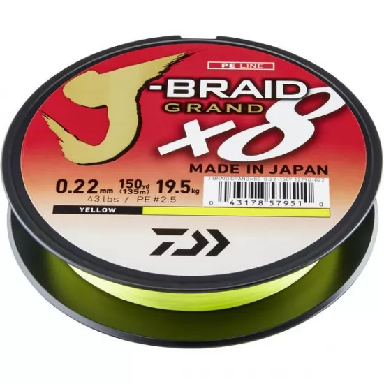 Fir Textil Daiwa - J-Braid Grand x8 Galben 0.20mm 135m