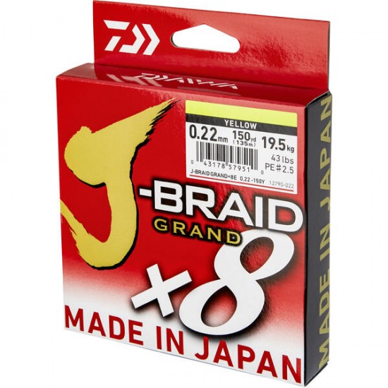 Daiwa Grand J-Braid Fir textil 8Braid Yellow 0.20mm / 135m