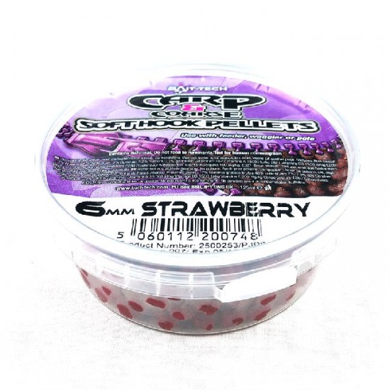 Bait-Tech Soft Hook Pellets Strawberry 6mm Bait-Tech Soft Hook Pellets Strawberry 6mm