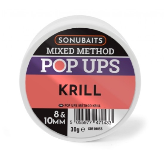 Sonubaits Mixed Method Boilies Krill Pop-Up 8 &10mm