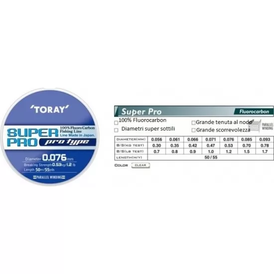 Fir Fluorocarbon TORAY SUPER PRO 0.093 mm Fir Fluorocarbon TORAY SUPER PRO 0.093 mm